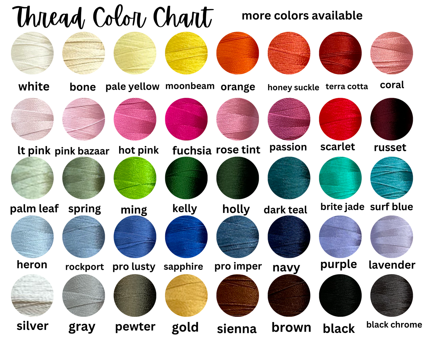 Z Thread Color Chart