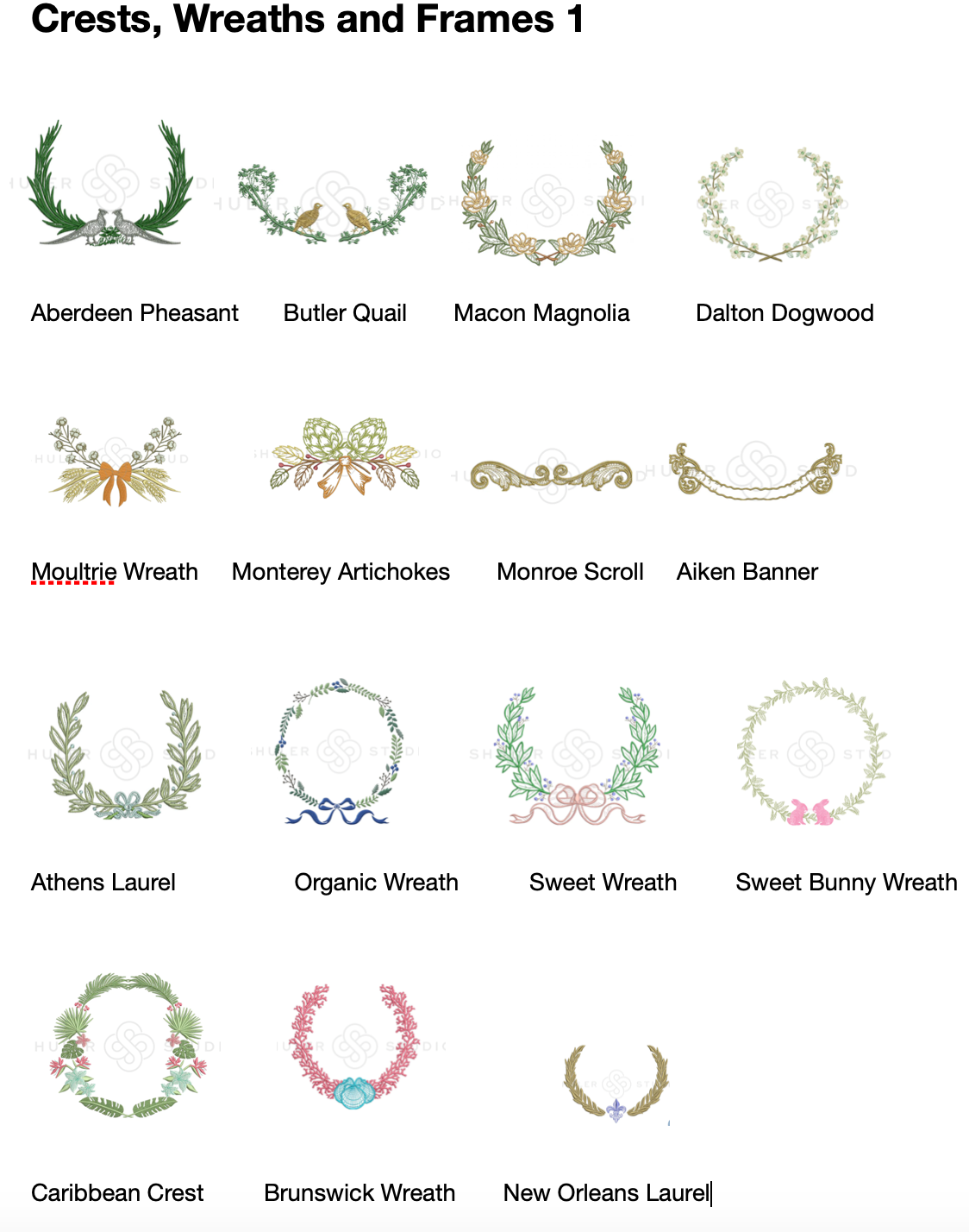 Z SS Crests, Wreaths and Frame CHART 1