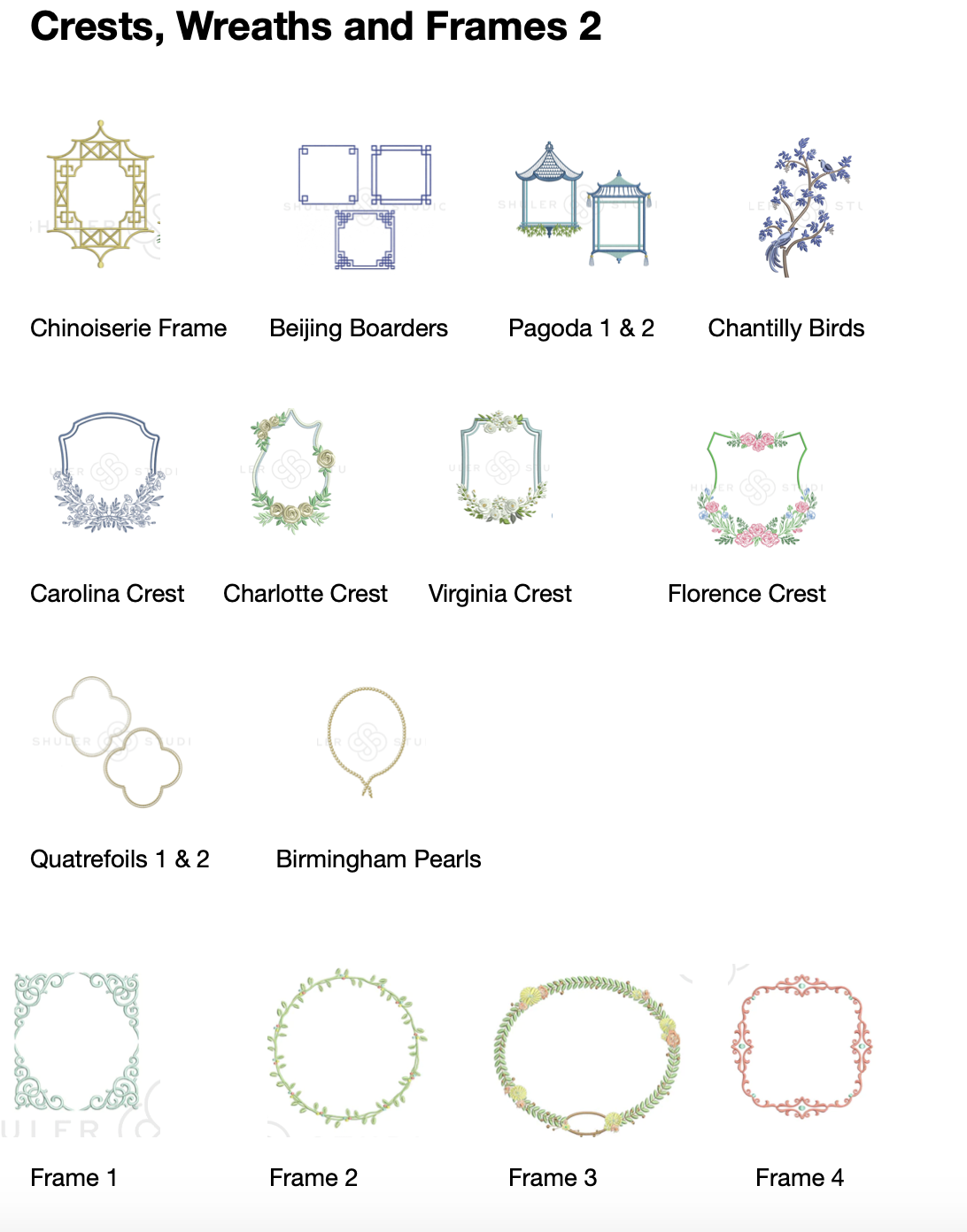 Z SS Crests, Wreaths and Frame CHART 2